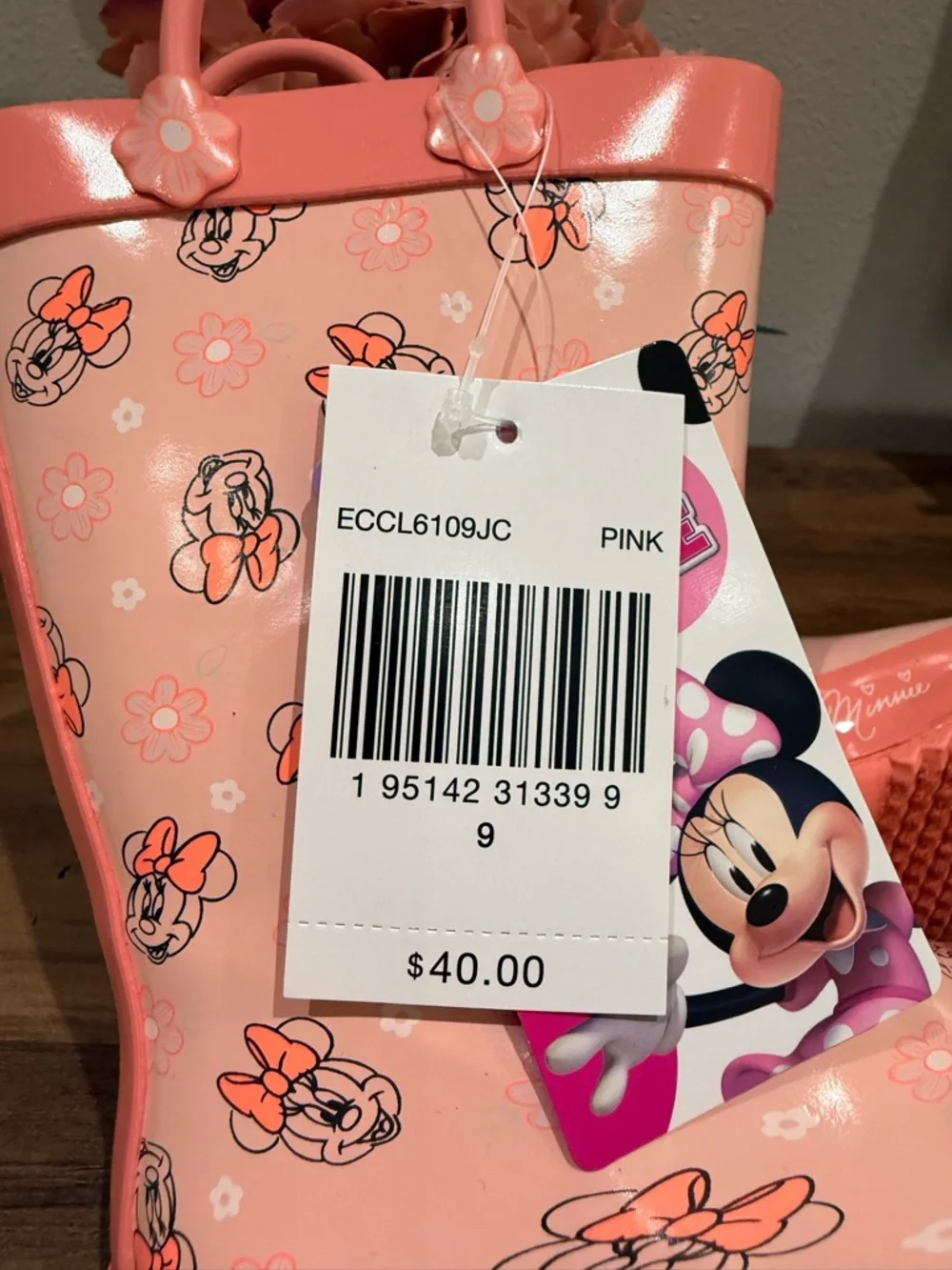 Disney Minnie Mouse rainboots in pink size 9. No box